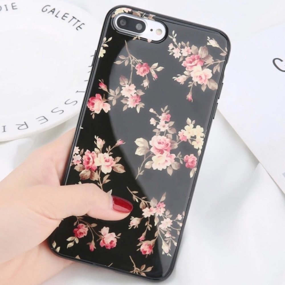 NEW iPhone X/XS/7+/8+/6/6+ Glossy Floral Case - Picture 1 of 2